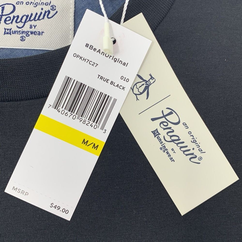 Original Penguin True Black Stripe Mens Short Sleeve T-Shirt w/ Pocket Size Med - Picture 4 of 9